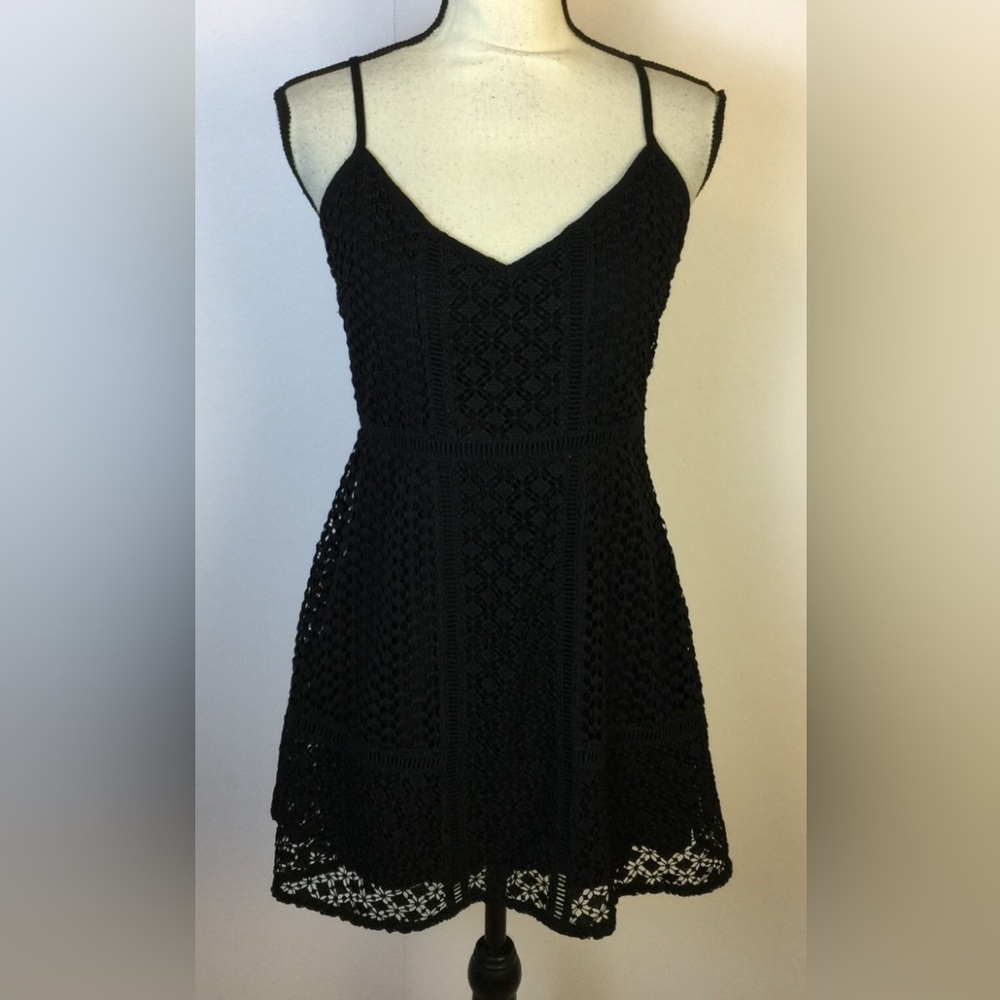 Abercrombie & Fitch Black Crochet Mini Dress